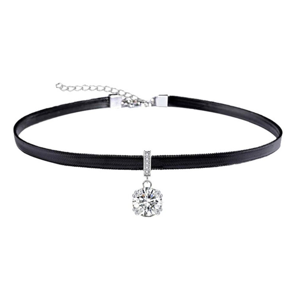 Accessories PU Collar Korean Style Jewelry Women Choker Glitter Zircon Necklace Punk Necklace