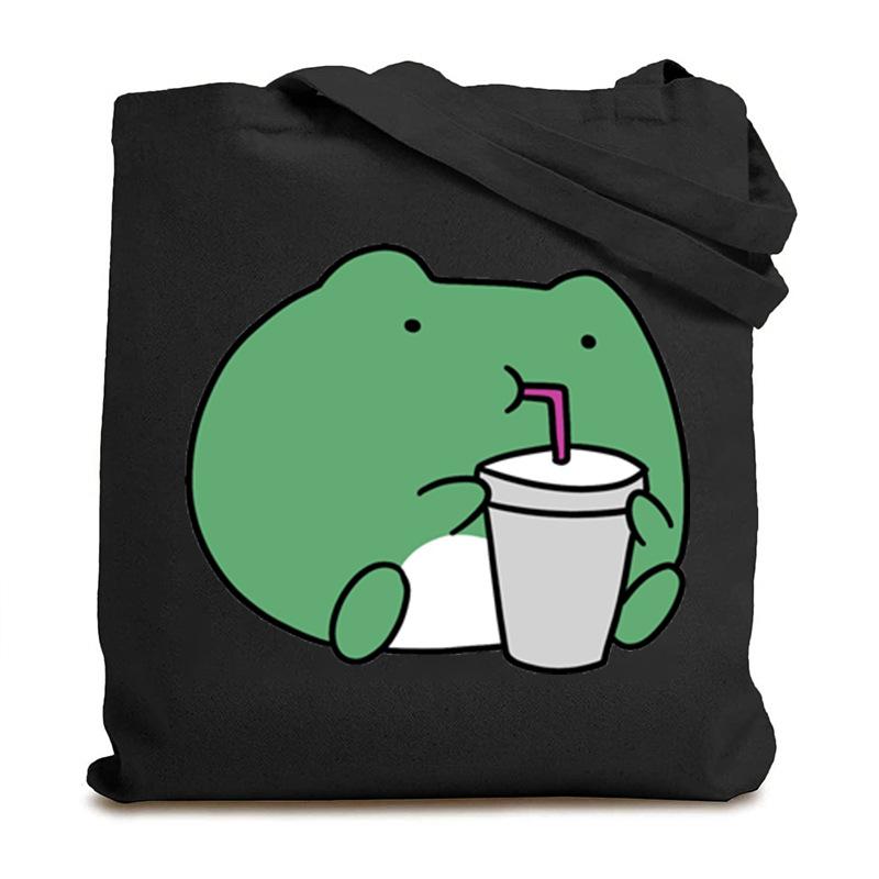 Frog creative printing new shoulder bag leisure student large capacity tote bag