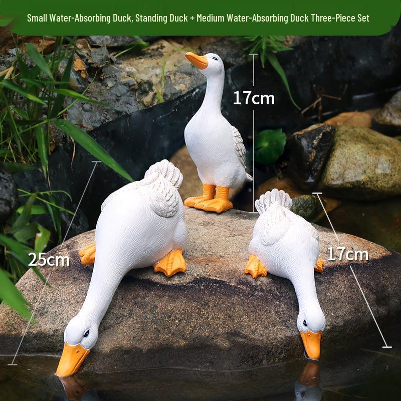Juran Outdoor Garden White Duck Waterfall Ornament for Fish Pond Landscaping