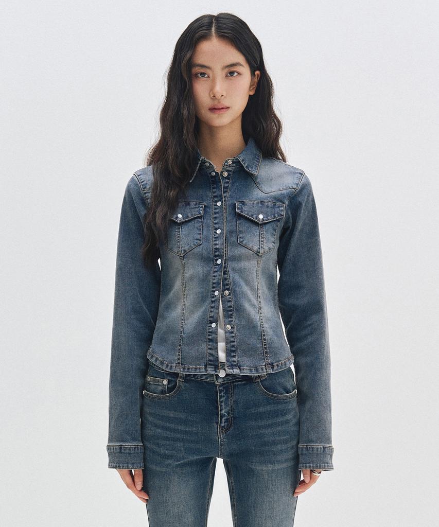 Deketeuumeon Western Slim Denim Shirts Dcwsh003Blue