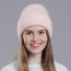 Korean Style Rabbit Fur Knit Hat for Women - Fashionable Autumn/Winter Headband with Earmuffs