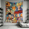 Dragon Ball Charaktere Wandteppich Ästhetischer Wandbehang Bedruckte Stoffdecke Dekorative Wandteppiche für Schlafzimmer Wohnzimmer Heimdekoration