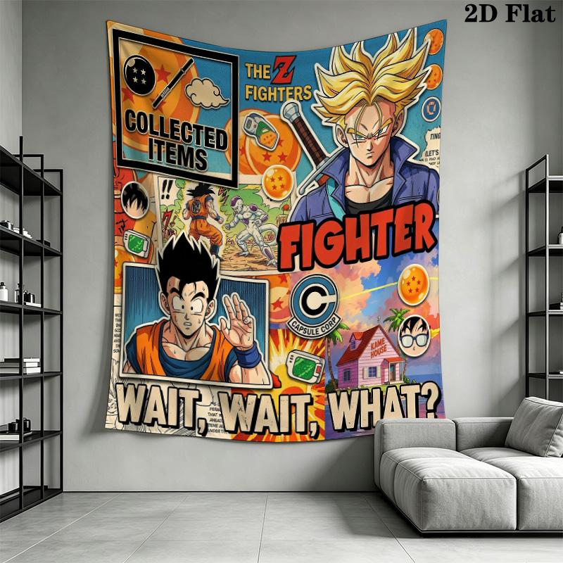 Dragon Ball Charaktere Wandteppich Ästhetischer Wandbehang Bedruckte Stoffdecke Dekorative Wandteppiche für Schlafzimmer Wohnzimmer Heimdekoration