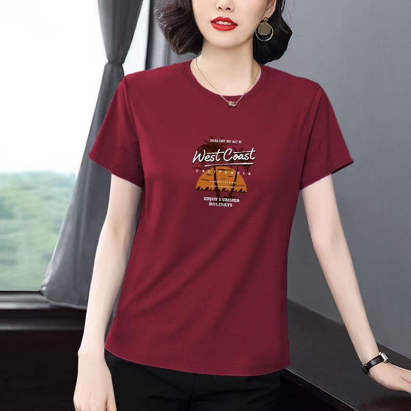 2026 Summer Women's Loose Plus Size Short Sleeve T-shirt - Versatile, Trendy, and Round Neck Design.