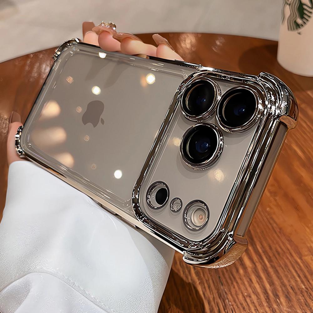 Luxury Electroplate Shockproof Transparent Phone Case For iPhone 17 Air 16 15 14 13 12 11 Pro Max Plus Clear Bumper Cases Cover