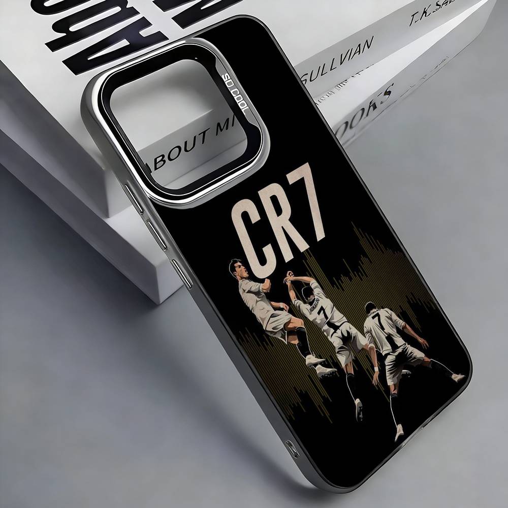 C-Cristiano R-Ronaldo Phone Case For iPhone 17, 16,15,14,13,12,11 Plus,Pro Max, Colorful Silver Funda Cover