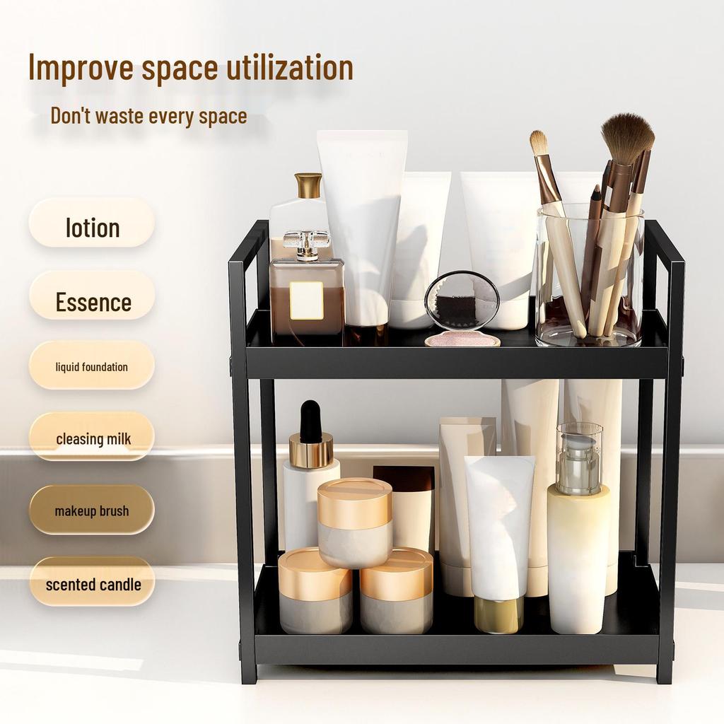 Double-Layer Desktop Storage Rack for Perfume, Cosmetics, Bathroom, Dressing Table, and Kitchen Organization