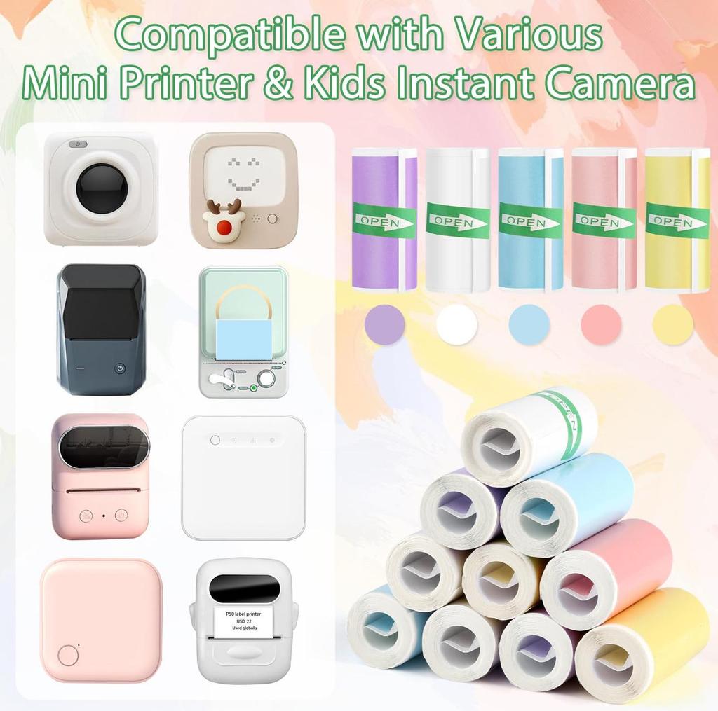 57x25mm Thermal Self-Adhesive Printable Paper - Colorful