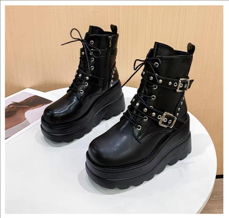 Fashion New Women Comfortable Ankle Boots Autumn Winter Round Toe Lace Up Shoes Women Outdoor Anti-slip Platform Boots Zapatos De Mujer