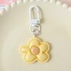 6Pcs Keychain Imitation Leather Texture Flower Shape Keychain Pendant with Alloy Buckle Mobile Phone Bag Hanging Ornament