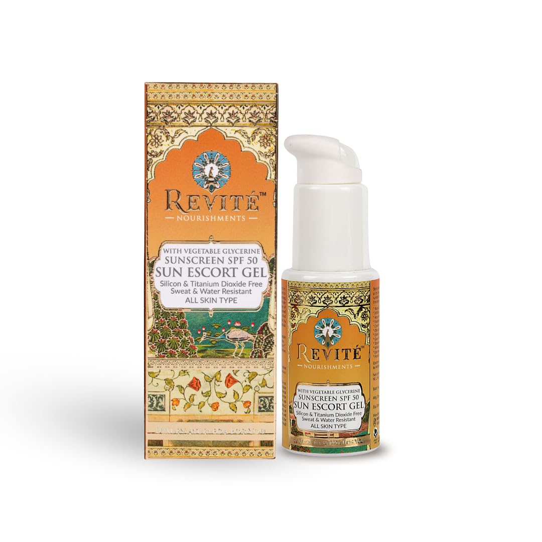 Revite NOURISHMENTS Sun Escort Gel Sunscreen SPF 50 PA++++ | Ultra-Light, Non-Greasy, Broad Spectrum UVA/UVB Protection | 50 Ml