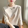 Spring And Summer White Mercerized Cotton Short Sleeve T-Shirt Feminine Joker Cotton Cropped Sleeve Bottoming Shirt