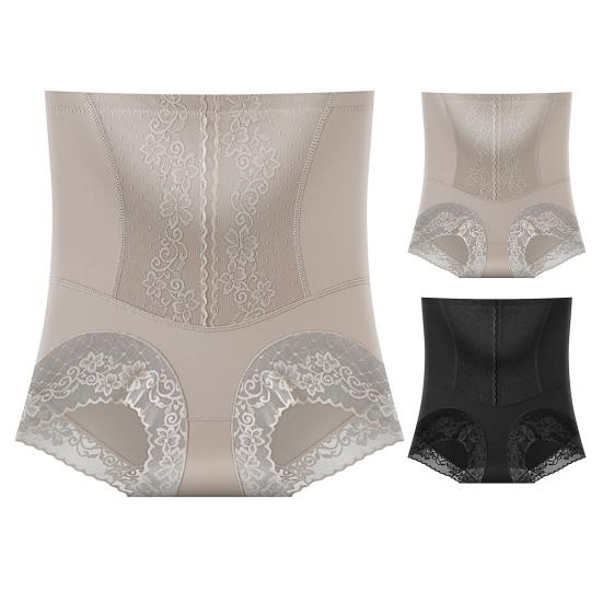 Women Underpants High Waist Lace Embroidery Flower Tummy-control Butt-lifted Thin Soft