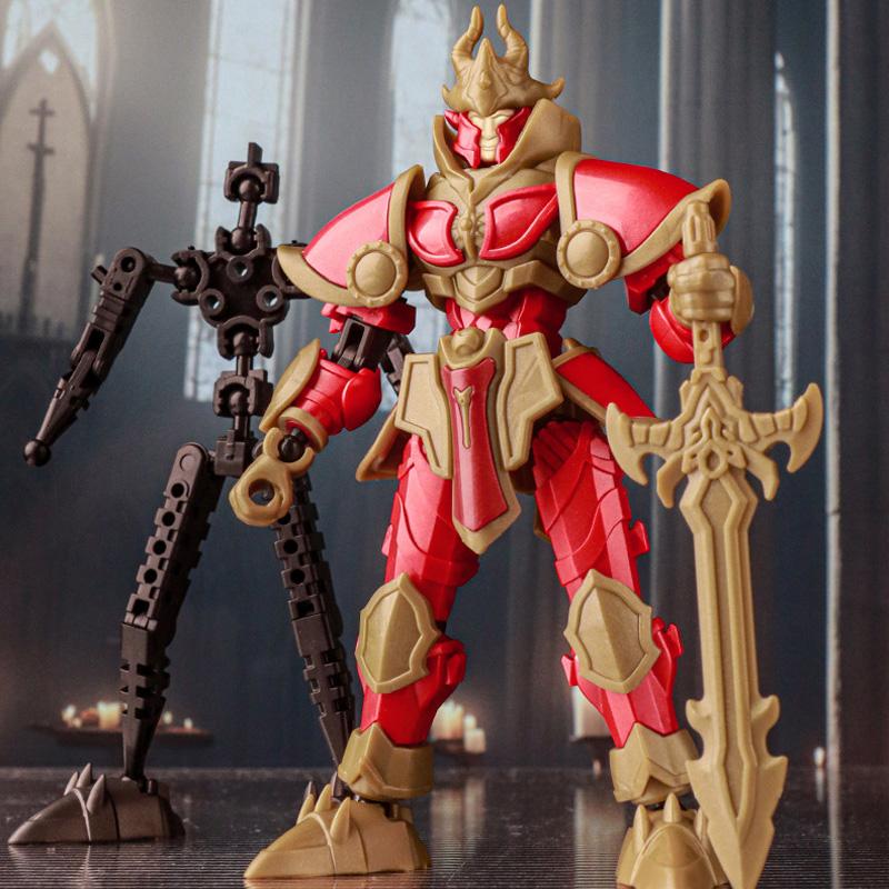 Yiran Toy Blue Three-Dimensional Knight Assembled Mecha Toy Multi-Articulable Decoration Action Figures Anime Games Plaything Children