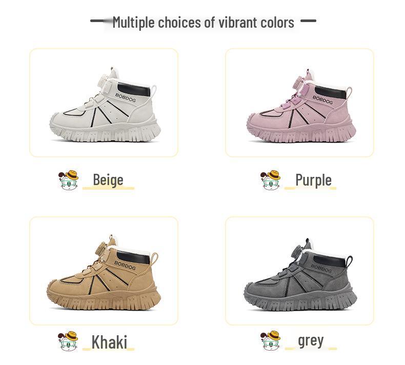 Bobodou Boys' Velvet-Lined Waterproof Winter Snow Boots - Warm & Durable for Medium and Large Children