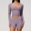 New Women's Shockproof Fitness Set: Tummy Control Waistband, Hip Lift, Long Sleeve Yoga & Running Wear 4208