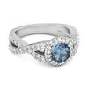London Blue Topaz Halo Accents Ring - 925 Sterling Silver