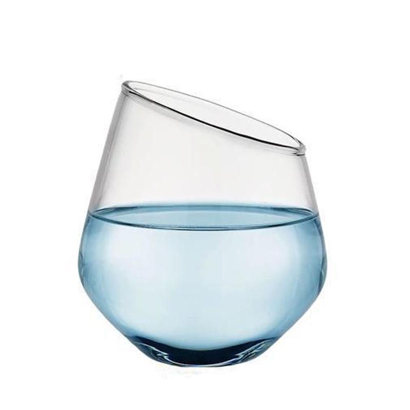 High borosilicate oblique glass, fashionable shape, juice cup, large capacity creative red wine glass, high temperature resistant glass