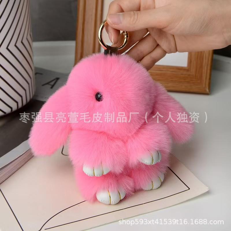 New Style 15cm Women's Rabbit Fur Keychain Bag Car Pendant Jewelry Decoration Fashionable Accessory for Bags and Gifts