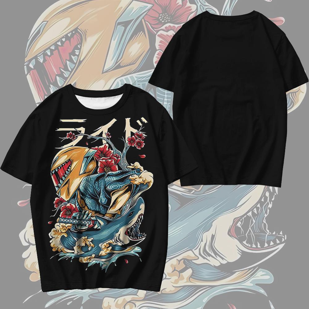 T-Shirts For Men 3d Japanese Ghost Warrior Print Man T-Shirt Hip Hop Tees Oversized T Shirt Men Clothes Vintage Street Tops 2024