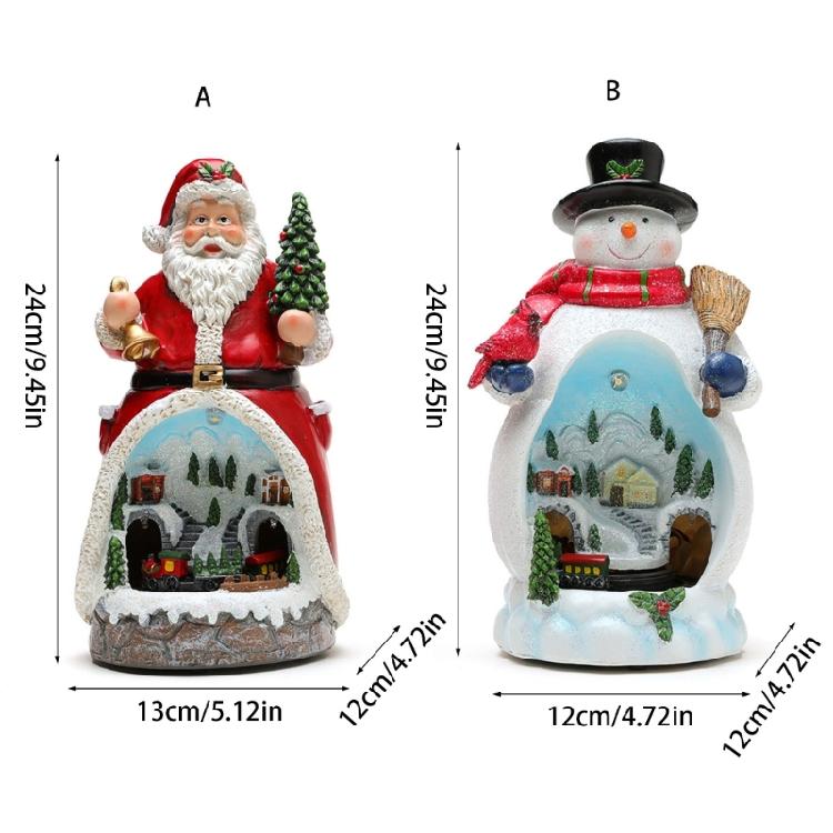 Weihnachtshütten-Spieluhr für Männer Frauen Kinder Geburtstags-Weihnachtsgeschenk Drehender Zug Harz-Spieluhr mit LED-Licht