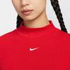 Nike Sportswear Essentials Fashion Versatile Slim Fit Long Sleeve T-Shirt Women Tops University-Red Color-Mix Sail DV7881-657