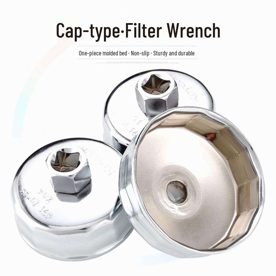 Deutscher Autoschraubenschlüssel für Ölfilter: Kappenartiges, Schalenartiges Entfernungswerkzeug.
