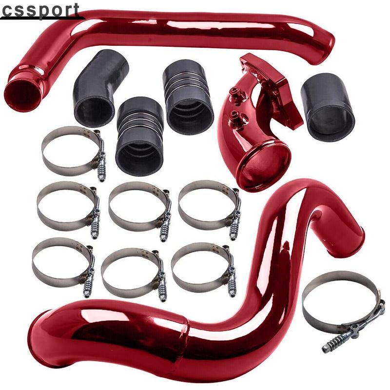 Turbo Intercooler Pipe & Intake Elbow For 03-07 Ford F250 6.0L Powerstroke Red Black