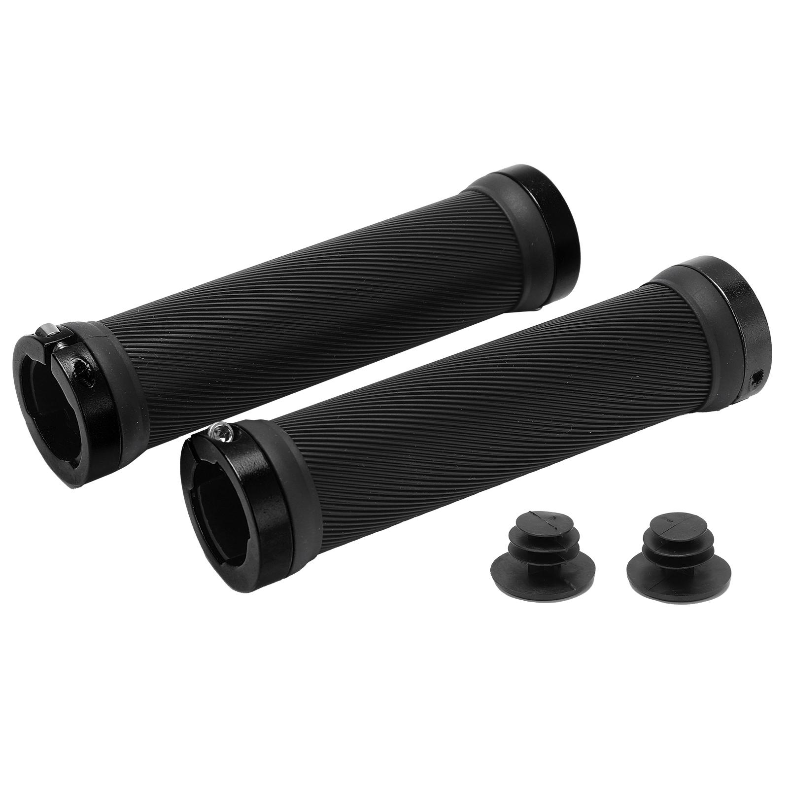 

2pcs Bike Grips Rubber Anti Slip Bicycle Handlebar with Plastic Covers for 22mm Road Mountain Bicycle Replacement чорний