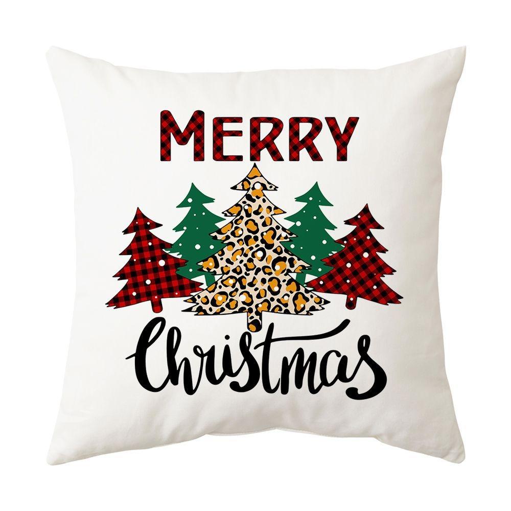 Christmas home decoration pillow cover Merry Christmas Snowman Christmas tree plaid printed cushion cover Sofa room decoration