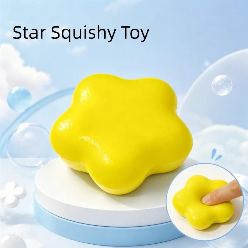 Yellow Star Sensory Fidget Toy 1Pcs Slow Rising Soft Squeeze Stress Relief Toy for Kids Christmas Small Gift