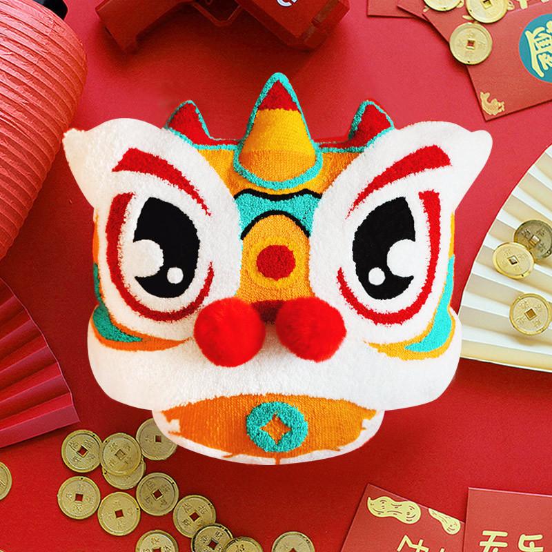 Китайский традиционный танец Лев вышитая подушка бархатная стеганая 3D подушка Лев с наполнителями диванная спинка подушка свадебный декор 4680₽