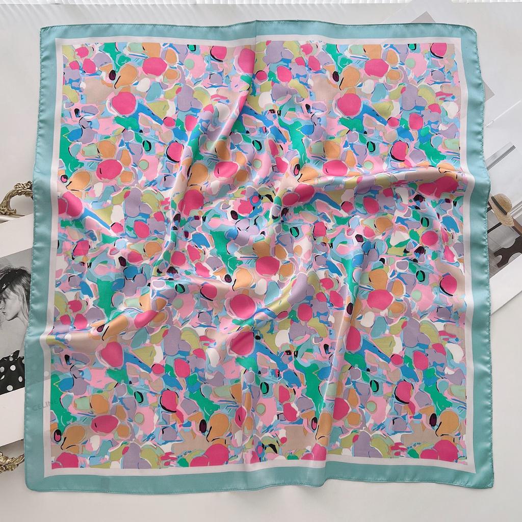 Color Printing Foreign Gas Simulation Silk Scarf Women'S Spring Summer Versatile Office Shawl Windproof Headscarf