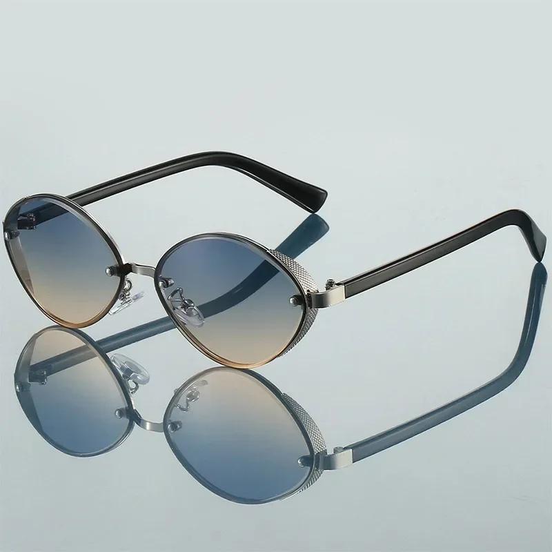 

Luxury Sunglasses for Men and Women Stylish New Oval Metal-Frame Sunglasses High-Quality Cat-Eye Sun Protection Glasses for Men