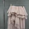 Spring 2026 High-Waist Multi-Layer Irregular Long Fluffy Skirt with Side Slit