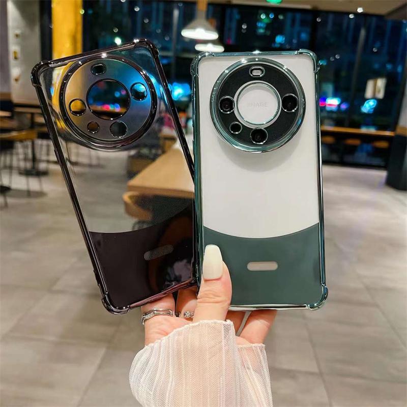 Luxury Electroplated Four Corner Anti Fall Phone Case For Huawei Mate 60 Mate 60 Pro Transparent TPU Shockproof Cover