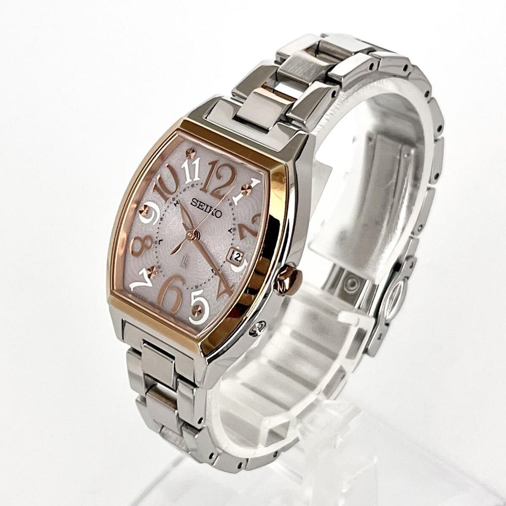 Polished Seiko Lukia Excellent Pink Silver Gold S2367 [Working Condition] Ladies' Watch, Radio-Controlled Solar, Condition, Dial,