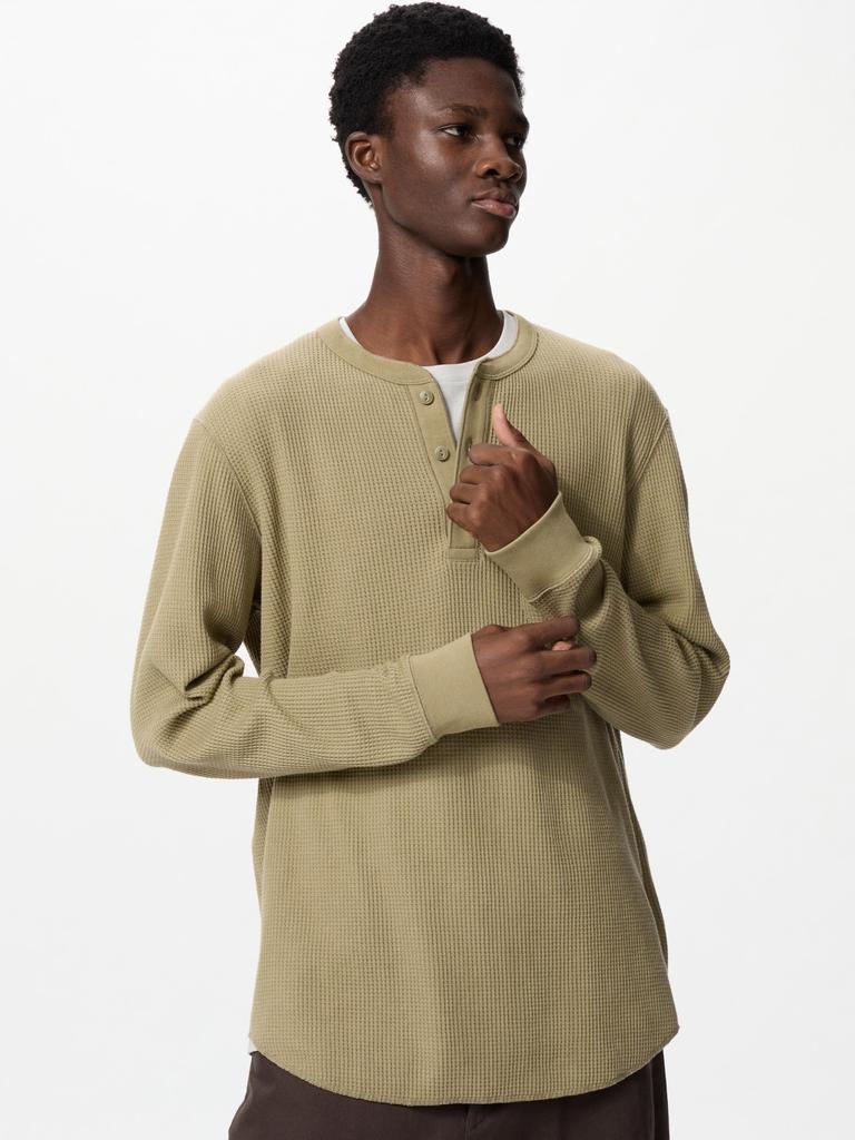 kinema waffle henley neck ブラック　サイズM kinema waffle henley neck ブラック サイズM Heavyweight