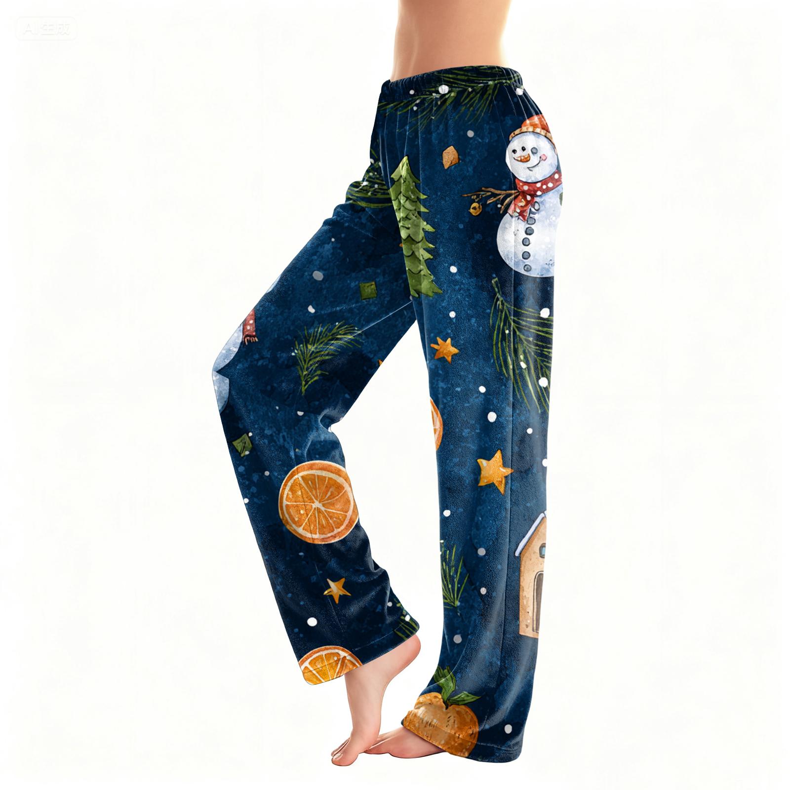 

Женские повседневные модные фланелевые брюки с рождественским принтом, пижамные брюки XS