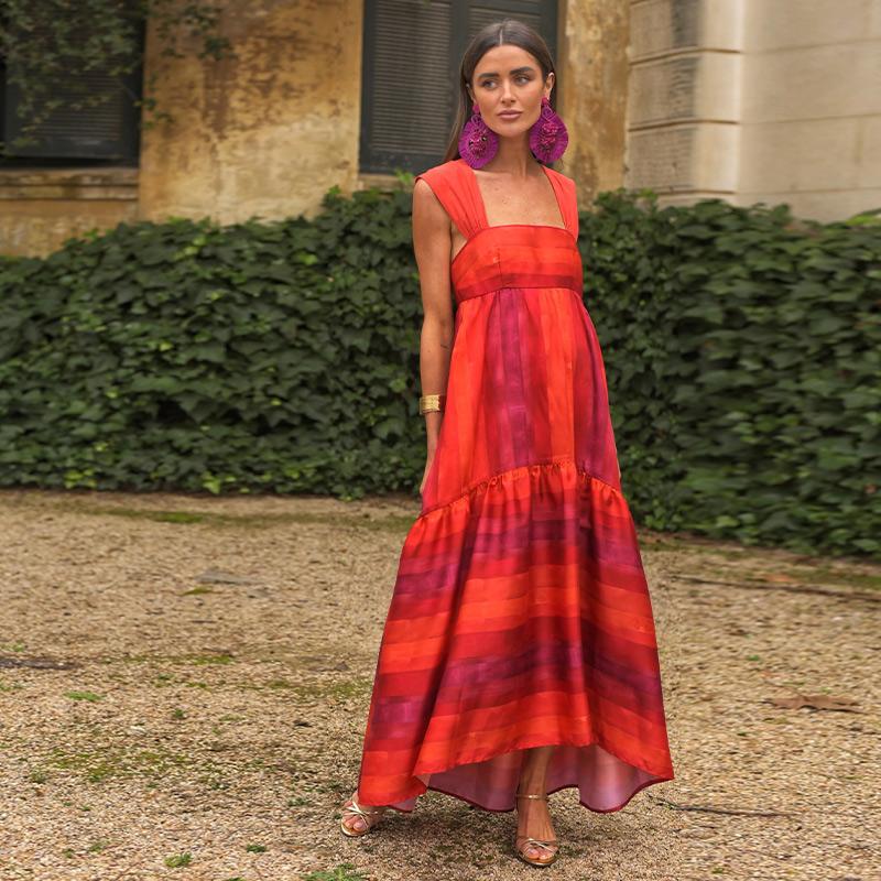 

Женское платье-слинг с принтом и бантом, на шнуровке, с квадратным воротником, без рукавов, с открытой спиной, свободное женское платье, летнее модное женское платье L