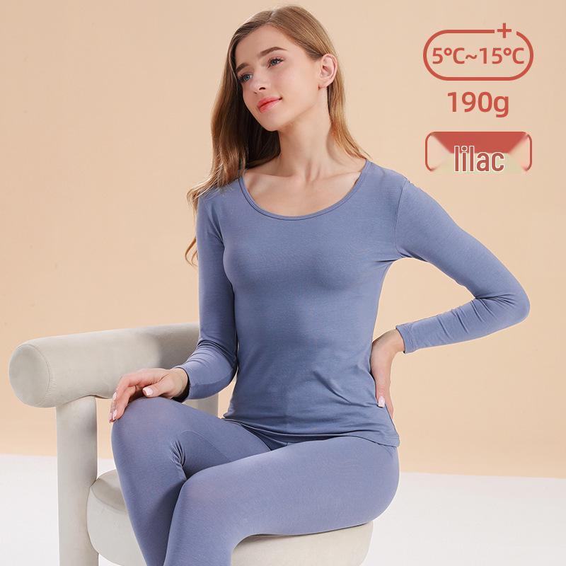 Unisex Slim Fit Cotton Round Neck Warm Underwear Set - Plus Size, Autumn/Winter
