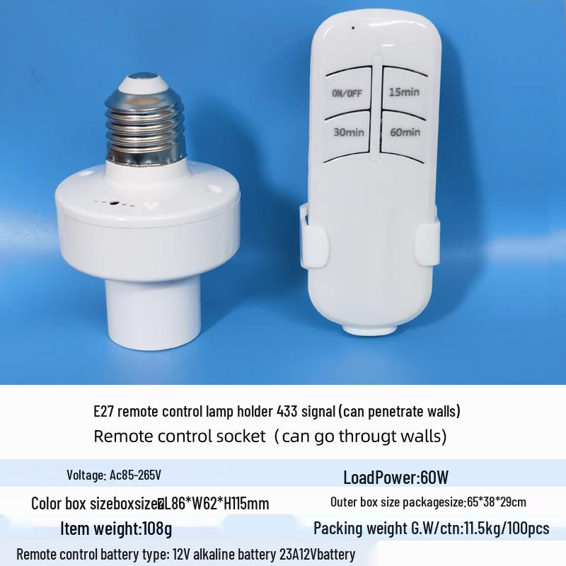 Bluetooth Remote Control E27 Lamp Socket with Delay Off Feature