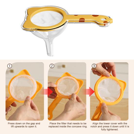Kitchen Filter Funnel with Detachable Filter Wide Mouth Food Strainer for Oil & Liquid Pouring Easy-Grip Handle Home Cooking Helper