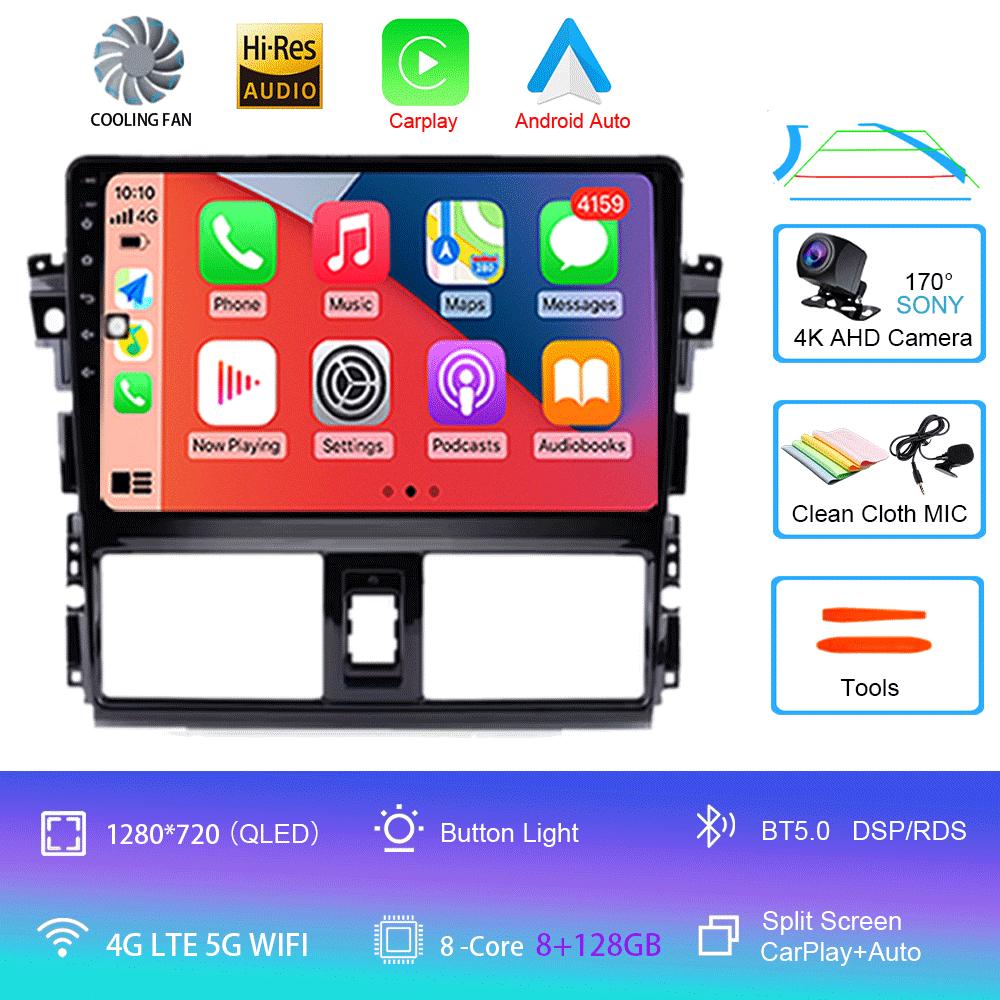 Android 14 For TOYOTA VIOS YARIS 2013 2014 2015 2016 Multimedia Video Player Car Radio GPS Navigation NO DVD 2 Din Carplay New