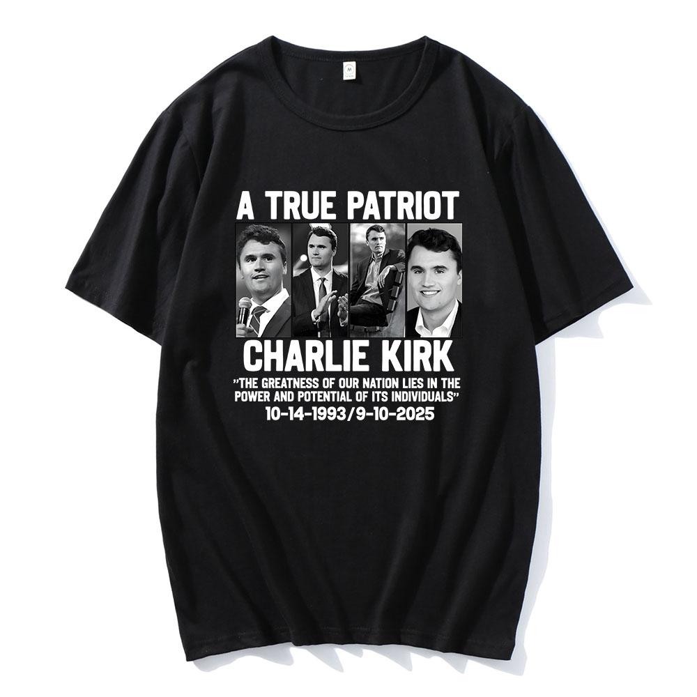 Pánské tričko CharlieKirk Freedom Live Free Tričko s krátkým rukávem Bavlněné Ležérní Trička Streetwear Unisex Amerika O-výstřih Pánská trička