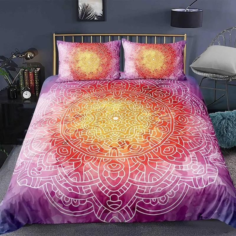 Bohemian 2/3pcs Boho Mandala Bedding Set Twin Queen King Size Comforter Duvet Quilt Cover and Pillowcase Soft Bedclothes
