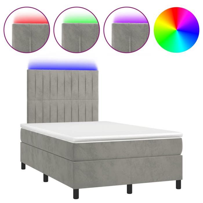 VidaXL Sommier à Lattes de Lit Lit avec Matelas et LED, Lit Rembourré, Lit Double, Lit Adulte de Chambre à Coucher 3270323