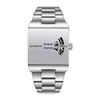 Quadratische Edelstahluhr mit wasserdichtem, großem, abnehmbarem Modeaccessoire, perfektes Geschenk für den Tag, Herrenzifferblatt, Armband, Silber/Schwarz, - Geburtstage,