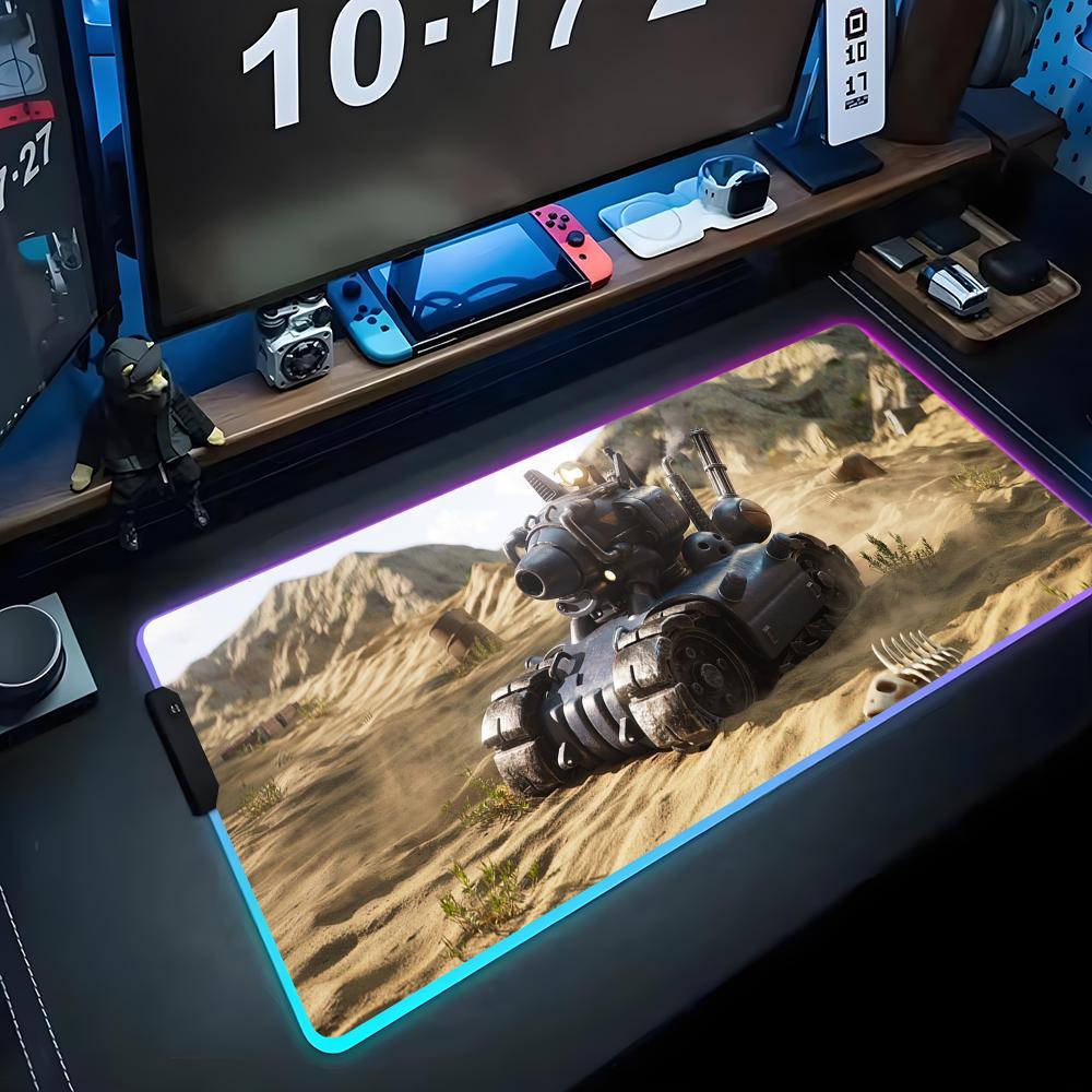 Metal Slug Mouse Pad RGB Gaming Mousepad Big LED Pad PC Desk Mat Luminous Mouse Pad Large Keyboard Mats Table Rug With Backlit
