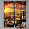 Set Of 2 Winery Curtain White Wine Cask Vineyard Sunset Living Room Bedroom Dining For Great Made Polyester